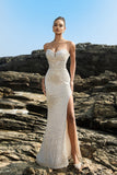Brillante vestido de noche sirena palabra de honor con lentejuelas negras