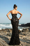 Vestido de noche sirena palabra de honor negro