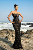 Vestido de noche sirena palabra de honor negro