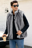 Chaleco de invierno de piel sintética gris claro para hombre