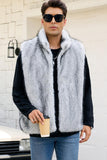 Chaleco de invierno de piel sintética gris claro para hombre