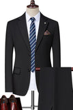 Solapa con muescas negras Singel Breasted 2-piece Trajes para hombre