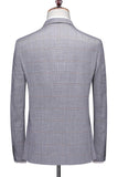 Solapa de muesca a cuadros gris 3 piezas Trajes formales para hombre