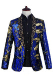 Chal brillante Solapa Morado y Azul Blazer de Fiesta para Hombres con Lentejuelas