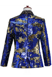 Chal brillante Solapa Morado y Azul Blazer de Fiesta para Hombres con Lentejuelas