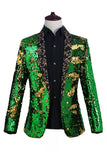 Chal brillante Solapa Morado y Azul Blazer de Fiesta para Hombres con Lentejuelas