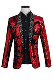 Chal brillante Solapa Morado y Azul Blazer de Fiesta para Hombres con Lentejuelas