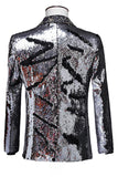 Chal brillante Solapa Morado y Azul Blazer de Fiesta para Hombres con Lentejuelas
