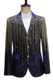 Blazer de baile de un solo pecho con solapa y muesca para hombre en negro con lentejuelas
