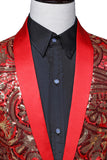Blazer de baile con solapa de chal rojo para hombre con lentejuelas brillantes