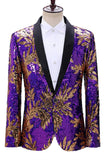 Blazer de baile de hombre con solapa de un botón en verde y azul brillante
