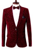 Blazer de baile para hombre con solapa de muesca roja ajustada y un botón