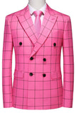 Trajes de fiesta para hombre con solapa de pico a rayas rosas de 2 piezas
