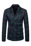Blazer de baile de graduación a rayas con solapa chal azul marino