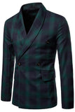 Blazer de baile de graduación a rayas con solapa chal azul marino