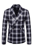 Blazer de baile de graduación a rayas con solapa chal azul marino
