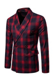 Blazer de baile de graduación a rayas con solapa chal azul marino