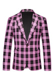 Blazer de baile de graduación a rayas con solapa con muescas vintage rojo