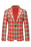 Blazer de baile de graduación a rayas con solapa con muescas vintage rojo