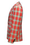 Blazer de baile de graduación a rayas con solapa con muescas vintage rojo