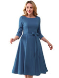 Vestido de cóctel para las mujeres, la vendimia modesto invitado de boda de manga 3/4 vestidos de otoño 2024, vestido formal de la iglesia