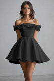 Off The Shoulder A Line Mini Vestido de Graduación Blanco
