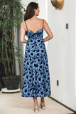 Vestido de fiesta maxi boho floral azul negro