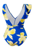 Conjunto de bikini verde estampado de dos piezas con falda de playa
