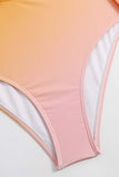 Traje de baño de una pieza naranja de cintura alta con recorte