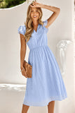 Vestido de verano blanco V Neck Midi