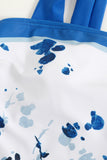 Vintage estampado negro de una pieza conjunto de trajes de baño con falda de playa