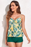 Traje de baño estampado verde de dos piezas