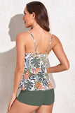 Traje de baño estampado verde de dos piezas