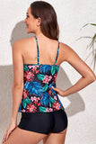 Traje de baño estampado verde de dos piezas