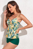 Traje de baño estampado verde de dos piezas