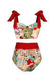 Set de trajes de baño estampados de dos piezas con vestido de playa