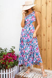 Vestido casual de verano estampado púrpura con hueco