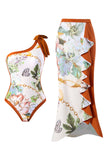 One Shoulder High Waist One Piece Swimwear con falda de playa