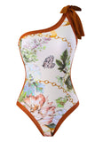 One Shoulder High Waist One Piece Swimwear con falda de playa