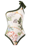 One Shoulder High Waist One Piece Swimwear con falda de playa