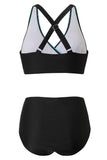 Traje de baño atlético azul de dos piezas con pantalones cortos