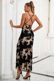 Funda Espagueti Straps Negro Vestido largo de fiesta con hendidura