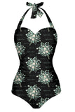 Traje de baño Halter negro de una pieza