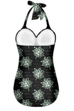 Traje de baño Halter negro de una pieza