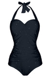 Traje de baño Halter negro de una pieza