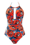 Flower One Piece Halter Traje de baño