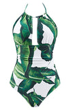 Flower One Piece Halter Traje de baño