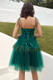 Vestido corto de tul de cuentas verdes
