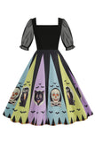 Halloween Vestido Black A Line vintage impreso