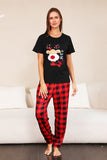 Rojo conjunto de pijama familiar a juego de cuadros de manga corta.